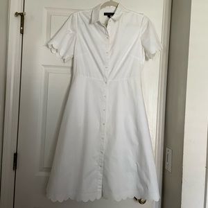 Banana Republic White Scalloped Shirtdress Petite